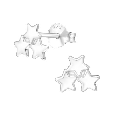 Silver Stars Ear Studs