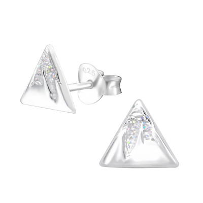 Silver Mountain Ear Studs with Glitter