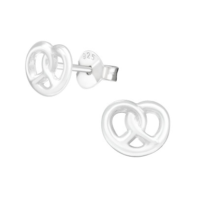 Silver Pretzel Ear Studs