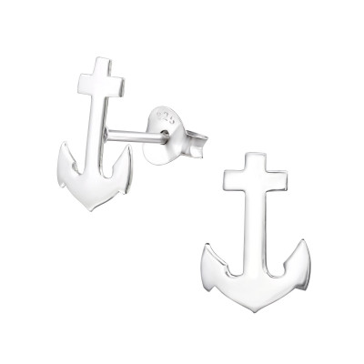 Silver Anchor Ear Studs