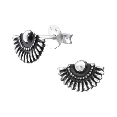 Silver Ethnic Ear Studs