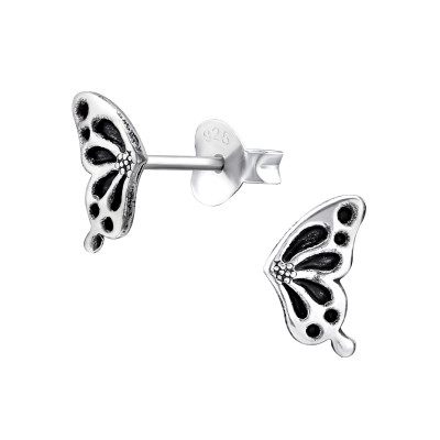 Silver Butterfly Ear Studs