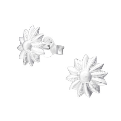 Silver Flower Ear Studs