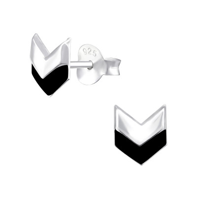 Silver Chevron Ear Studs with Epoxy