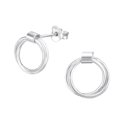 Hanging Rings Sterling Silver Ear Studs