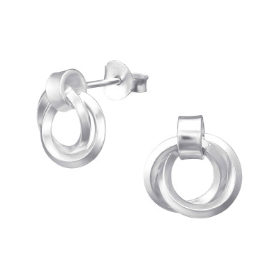 Silver Hanging Rings Ear Studs