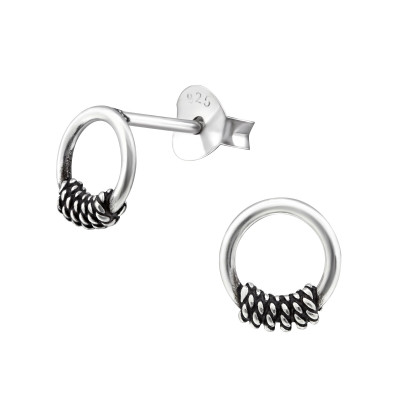 Silver Bali Hoop Ear Studs