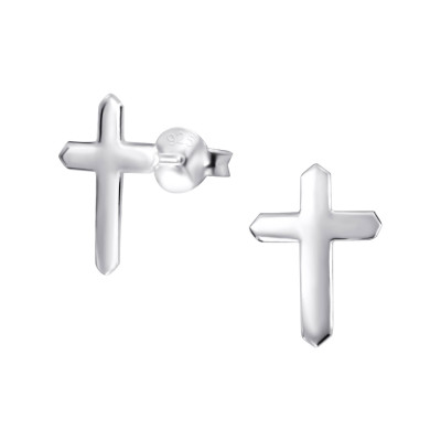 Cross Sterling Silver Ear Studs