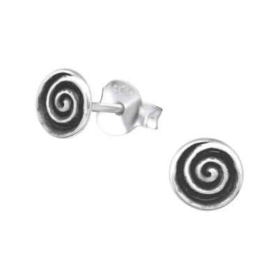 Silver Spiral Ear Studs