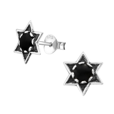 Silver Star Ear Studs with Epoxy