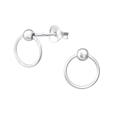 Hanging Circle Sterling Silver Ear Studs