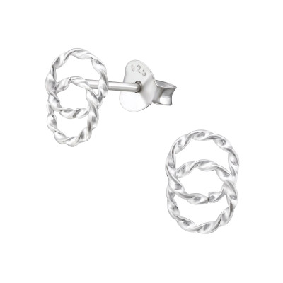 Silver Twisted Link Ear Studs