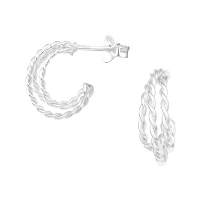 Silver Twisted Half Hoop Ear Studs