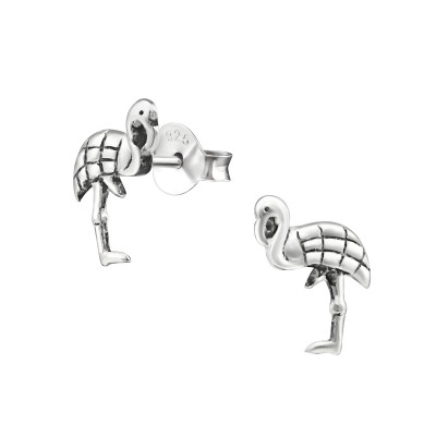 Silver Flamingo Ear Studs