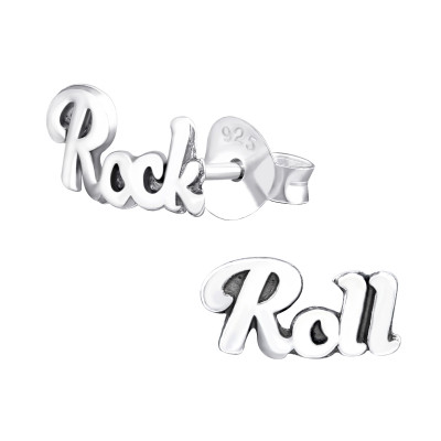 Silver Rock and Roll Ear Studs