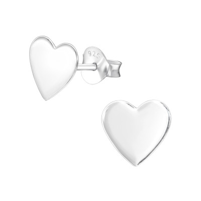 Silver Heart Ear Studs