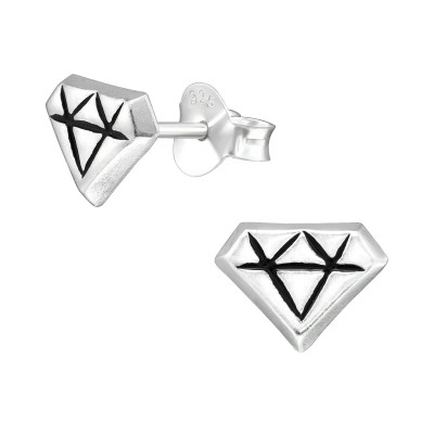 Silver Diamond Ear Studs