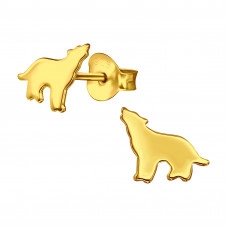 Silver Wolf Ear Studs