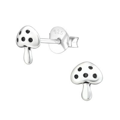 Silver Mushroom Ear Studs
