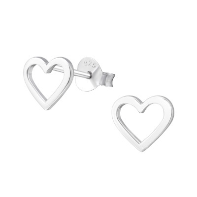 Silver Empty Heart Ear Studs