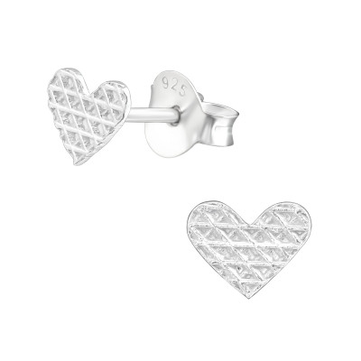 Silver Heart Ear Studs