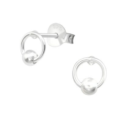 Silver Ring Ear Studs