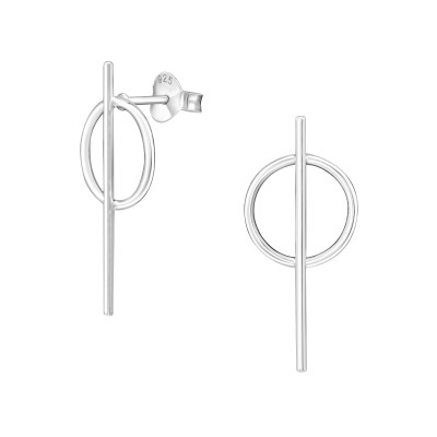 Silver Geometric Ear Studs