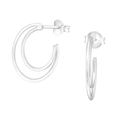 Silver Half Hoop Ear Studs