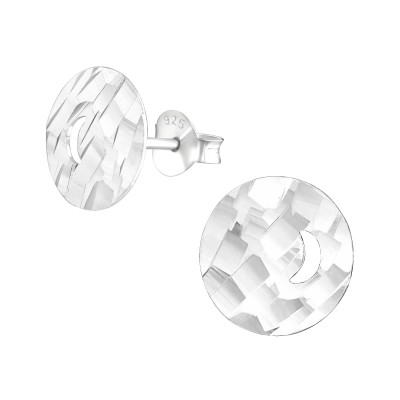 Silver Moon Ear Studs