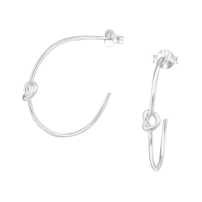 Silver Half Hoop with Knot Ear Studs