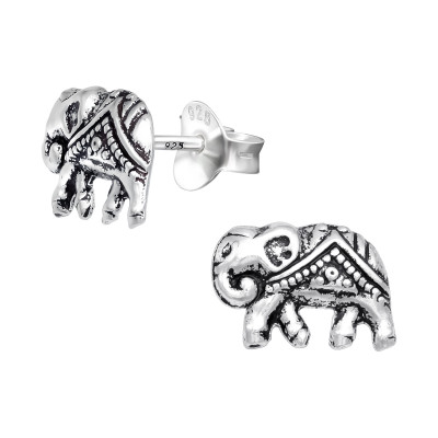 Silver Elephant Ear Studs