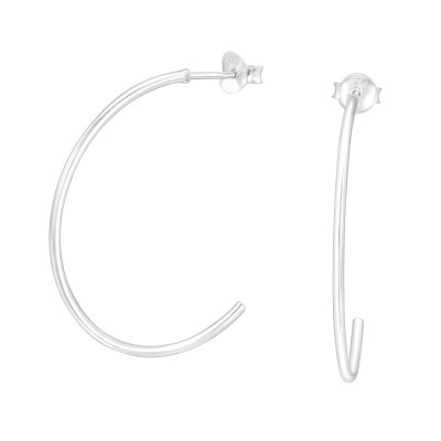 Silver Half Hoop Ear Studs