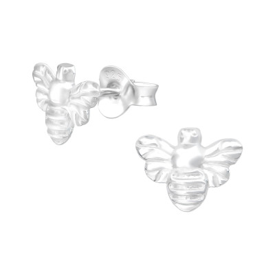 Silver Bee Ear Studs