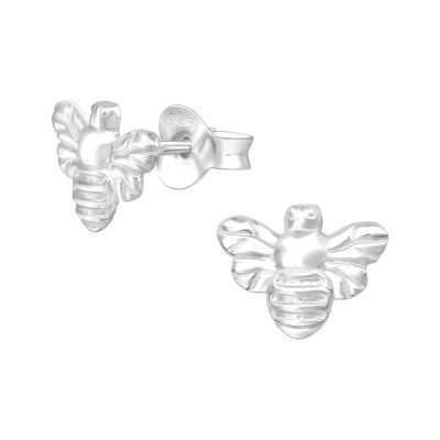 Silver Bee Ear Studs