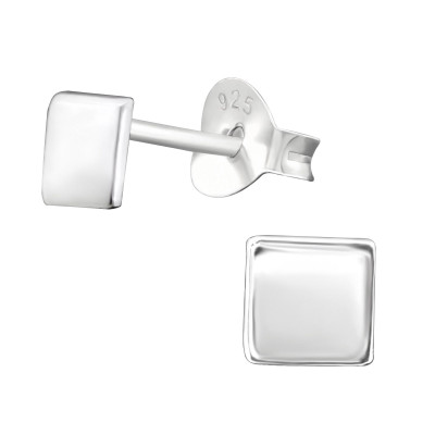 Silver Square Ear Studs