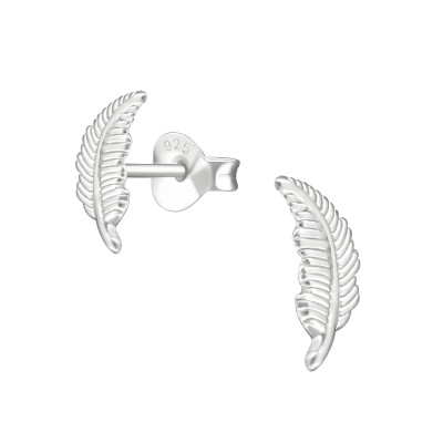 Silver Feather Ear Studs