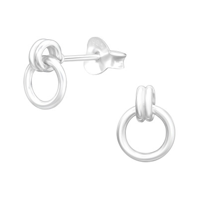 Silver Hanging Round Ear Studs