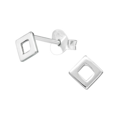 Silver Square Ear Studs