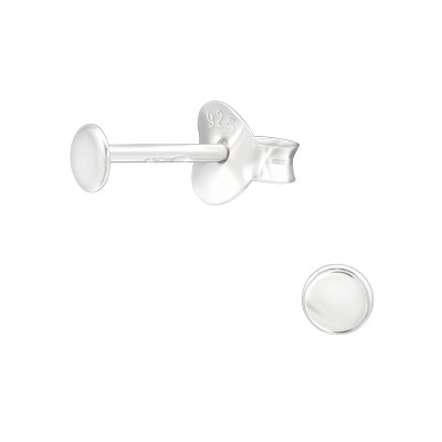 Silver Round Ear Studs