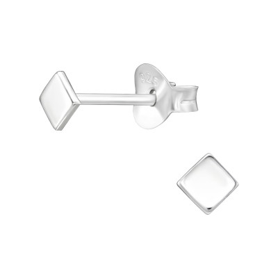 Silver Square Ear Studs