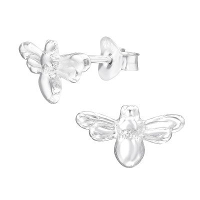 Silver Bee Ear Studs