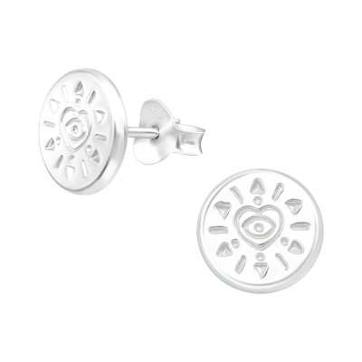 Silver Round Ear Studs