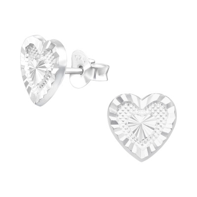 Silver Heart Ear Studs