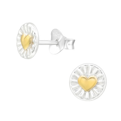 Silver Heart Ear Studs