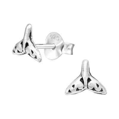 Children's Silver Whale's Tail Ear Studs