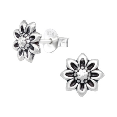 Silver Flower Ear Studs