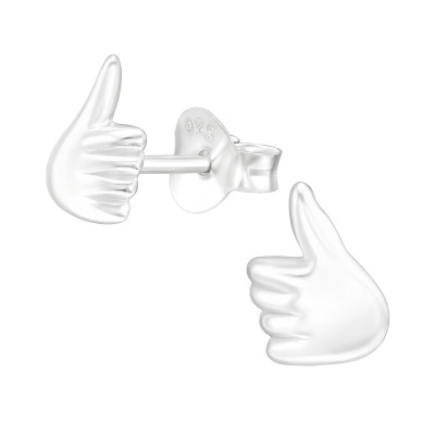 Silver Thumbs Up Ear Studs