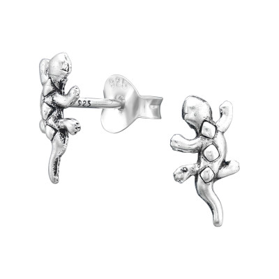 Silver Lizard Ear Studs