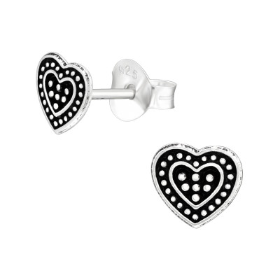 Silver Heart Ear Studs