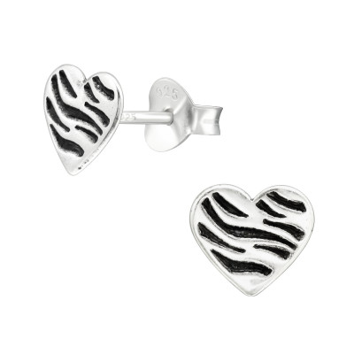 Silver Heart Ear Studs